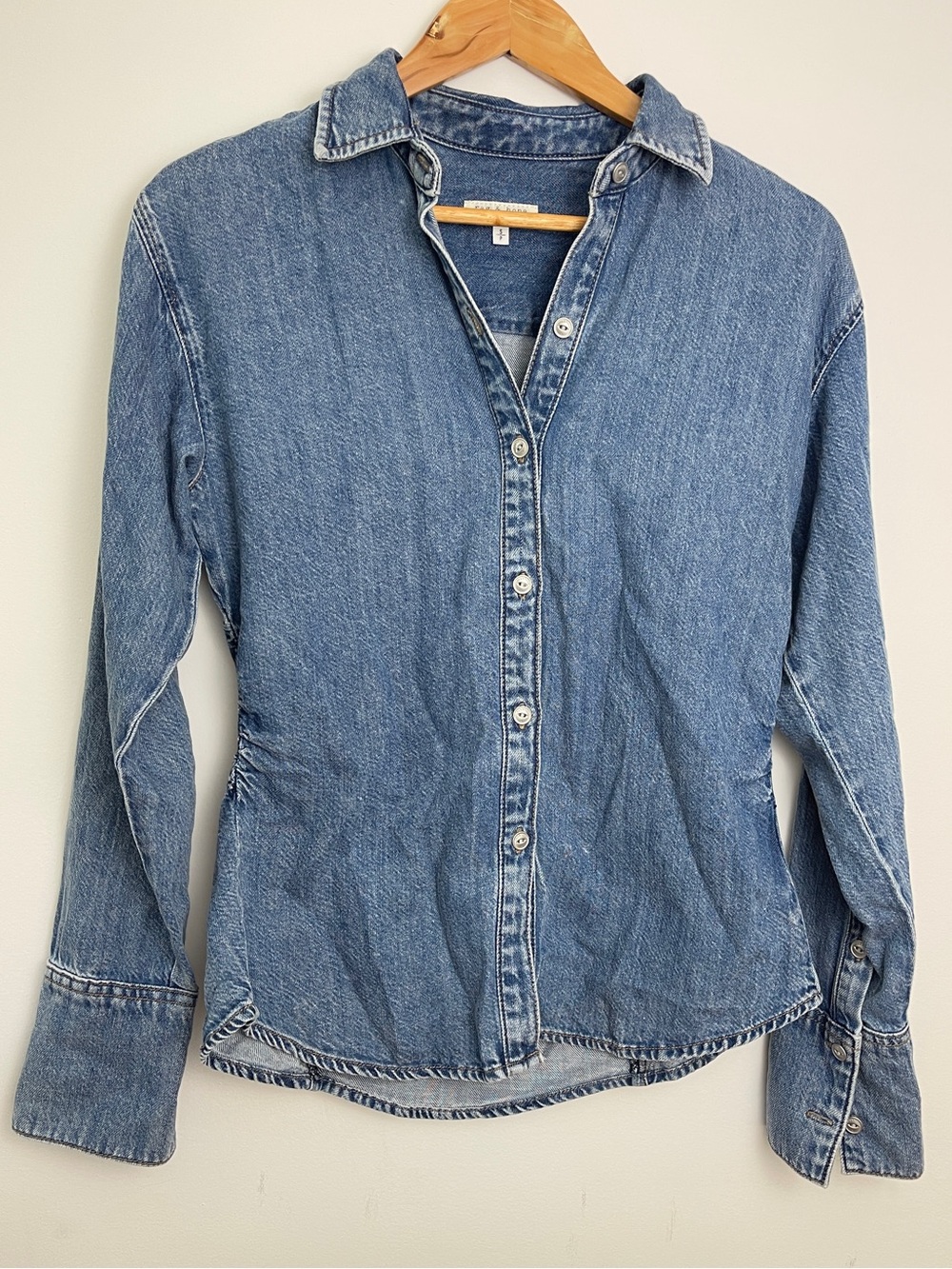 rag & bone Washed Blue Denim Button-Down Shirt Size S